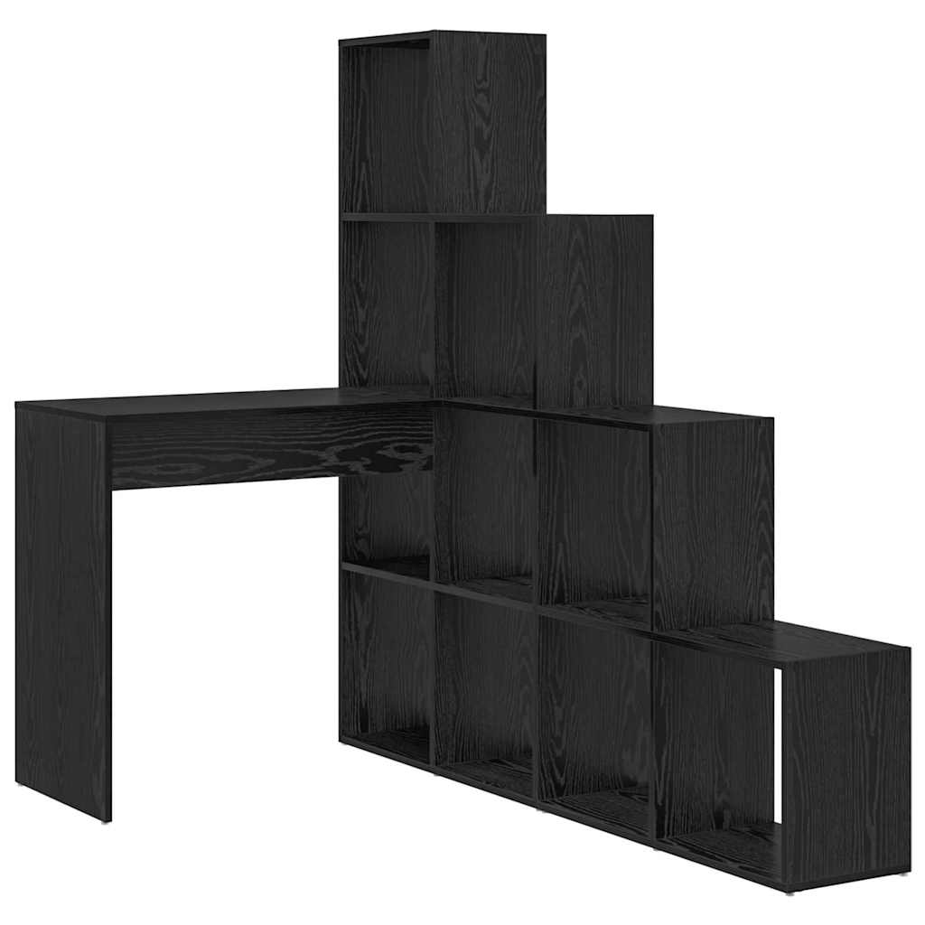 Hjørneskrivebord Med Hylde Sort Eg 101,5 X 149,5 X 149,5 Cm - Billede 2