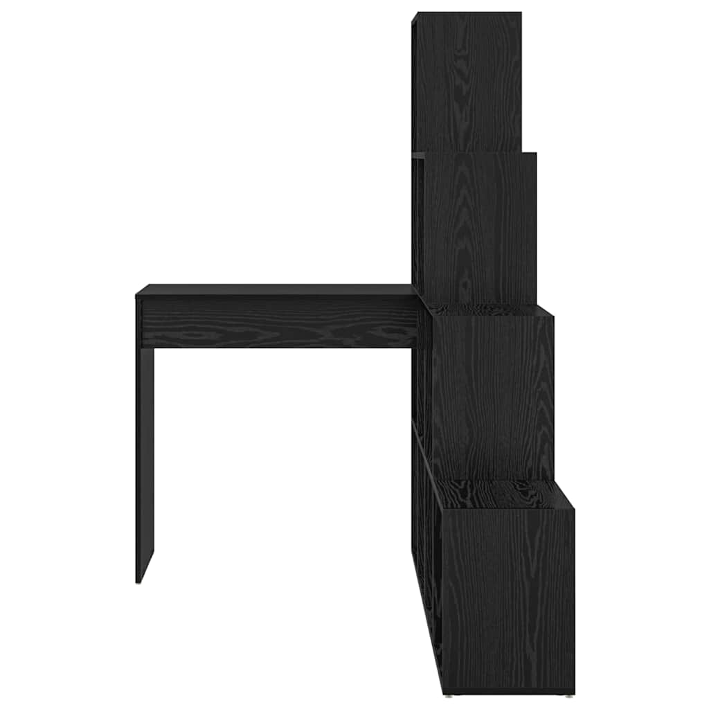 Hjørneskrivebord Med Hylde Sort Eg 101,5 X 149,5 X 149,5 Cm - Billede 5