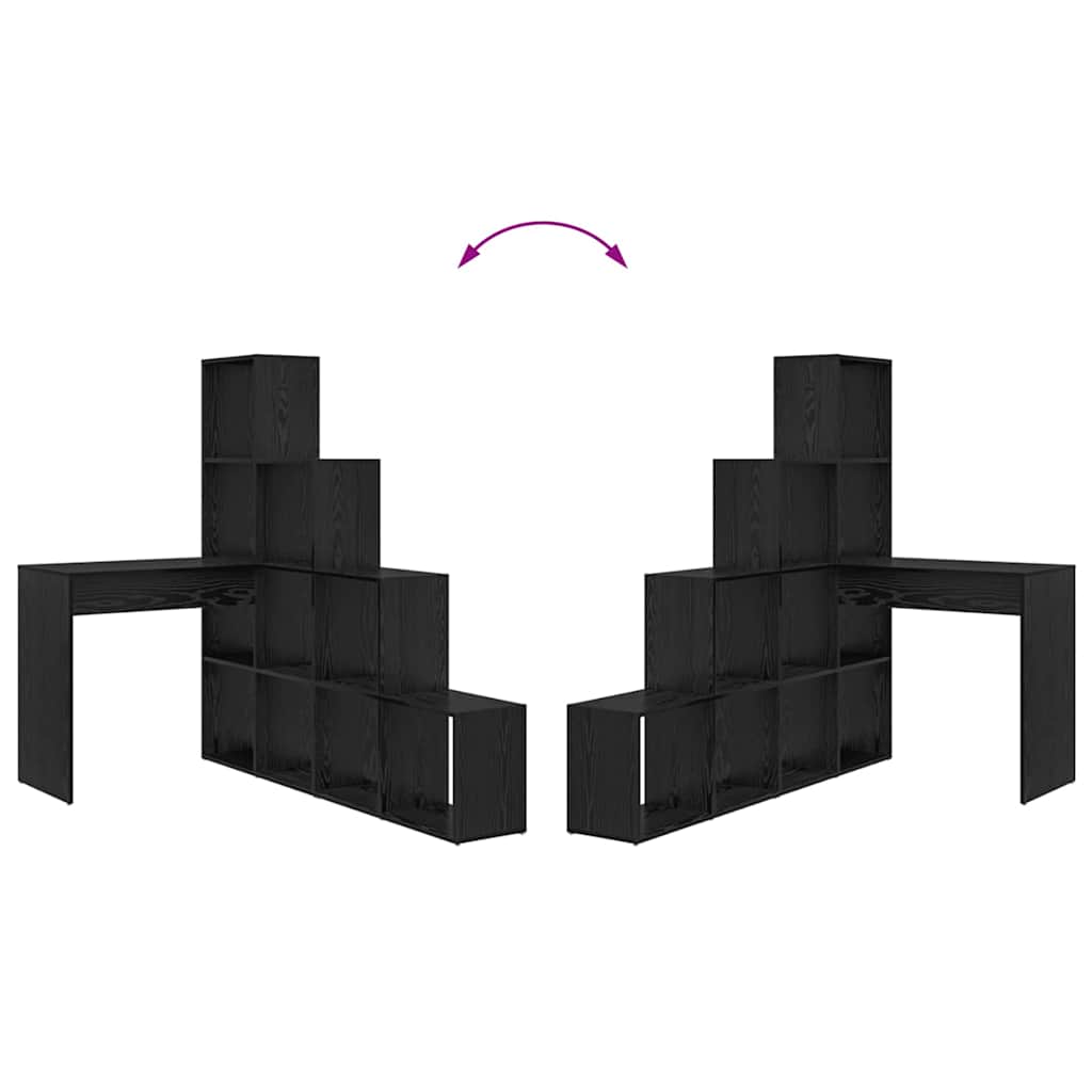 Hjørneskrivebord Med Hylde Sort Eg 101,5 X 149,5 X 149,5 Cm - Billede 10