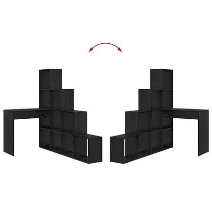 Hjørneskrivebord Med Hylde Sort Eg 101,5 X 149,5 X 149,5 Cm - Billede 10