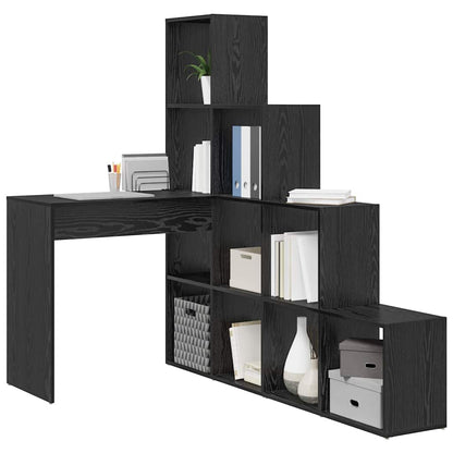 Hjørneskrivebord Med Hylde Sort Eg 101,5 X 149,5 X 149,5 Cm - Billede 3