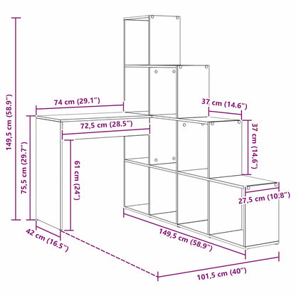 Hjørneskrivebord Med Hylde Sort Eg 101,5 X 149,5 X 149,5 Cm - Billede 12
