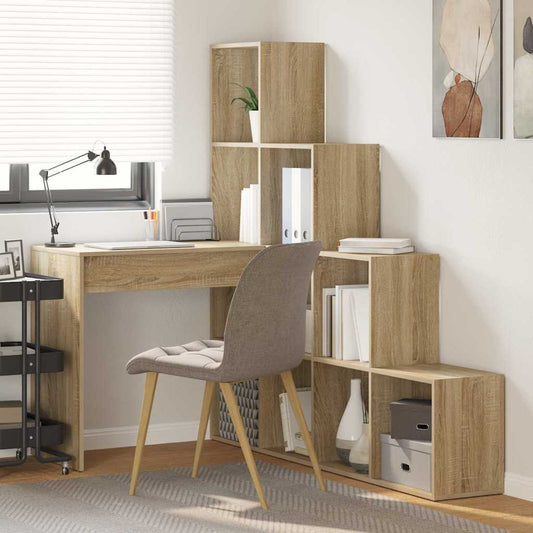 Hjørneskrivebord Med Hylde Sonoma-eg 101,5 X 149,5 X 149,5 Cm - Hovedbillede