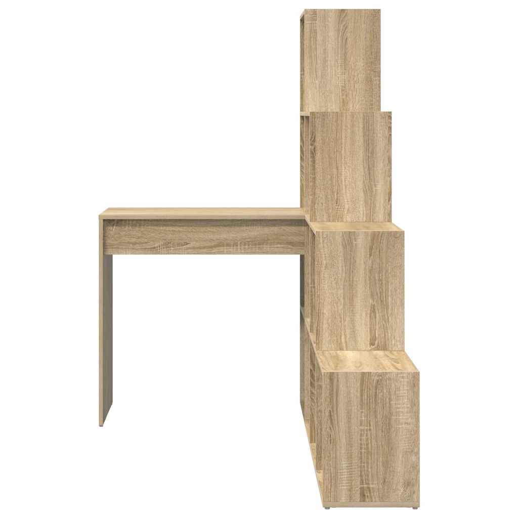 Hjørneskrivebord Med Hylde Sonoma-eg 101,5 X 149,5 X 149,5 Cm - Billede 5