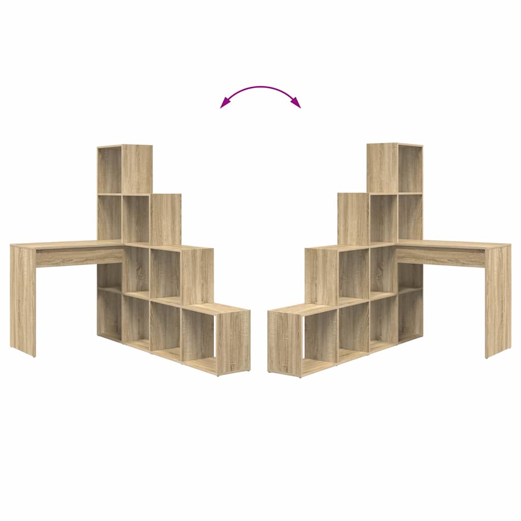 Hjørneskrivebord Med Hylde Sonoma-eg 101,5 X 149,5 X 149,5 Cm - Billede 10