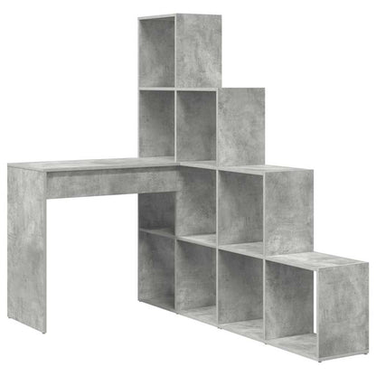 Hjørneskrivebord Med Hylde Betongrå 101,5 X 149,5 X 149,5 Cm - Billede 2