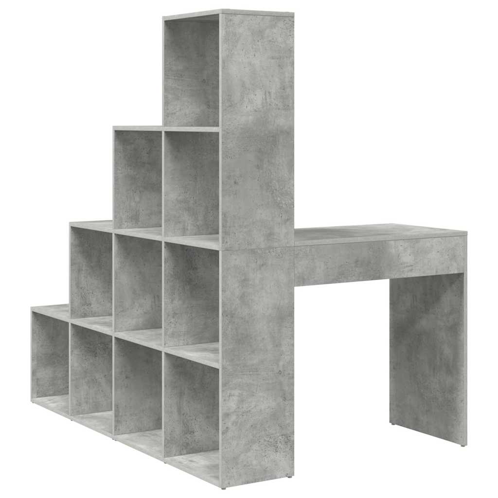 Hjørneskrivebord Med Hylde Betongrå 101,5 X 149,5 X 149,5 Cm - Billede 7