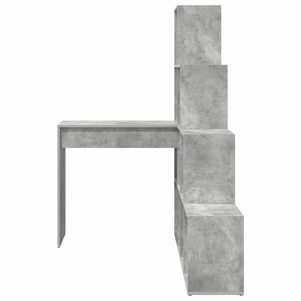 Hjørneskrivebord Med Hylde Betongrå 101,5 X 149,5 X 149,5 Cm - Billede 5