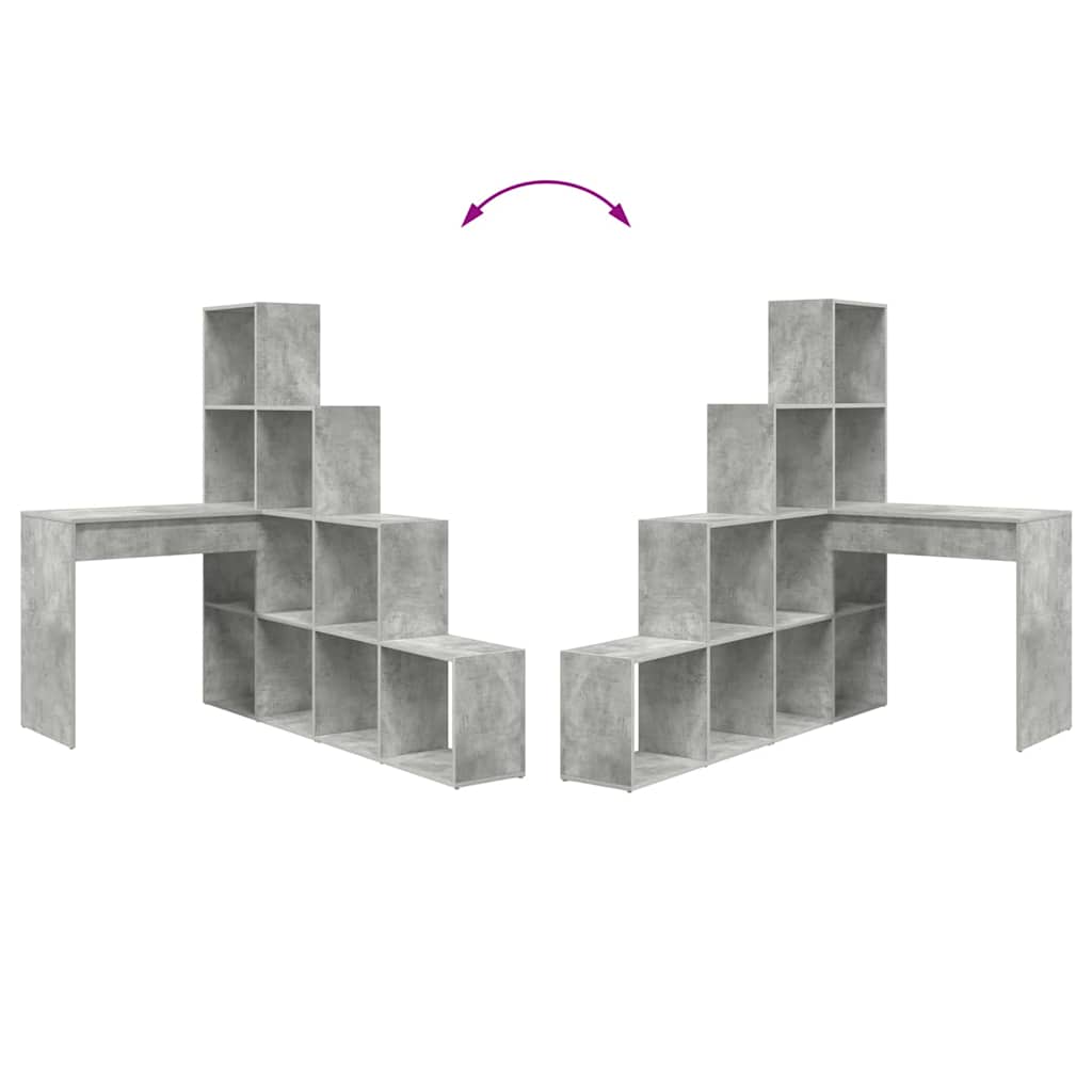 Hjørneskrivebord Med Hylde Betongrå 101,5 X 149,5 X 149,5 Cm - Billede 10