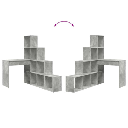 Hjørneskrivebord Med Hylde Betongrå 101,5 X 149,5 X 149,5 Cm - Billede 10