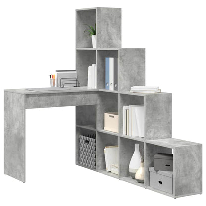 Hjørneskrivebord Med Hylde Betongrå 101,5 X 149,5 X 149,5 Cm - Billede 3