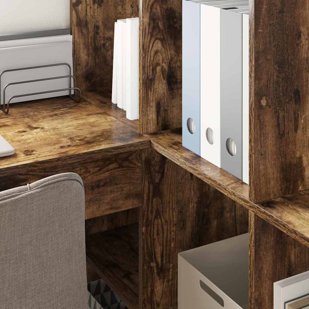 Hjørneskrivebord Med Hylde Røget Eg 101,5 X 149,5 X 149,5 Cm - Billede 4