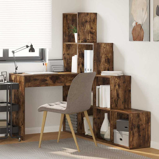 Hjørneskrivebord Med Hylde Røget Eg 101,5 X 149,5 X 149,5 Cm - Hovedbillede