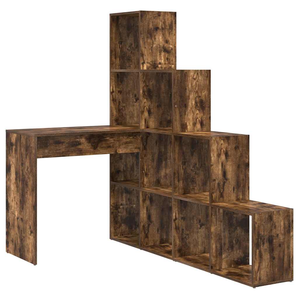 Hjørneskrivebord Med Hylde Røget Eg 101,5 X 149,5 X 149,5 Cm - Billede 2