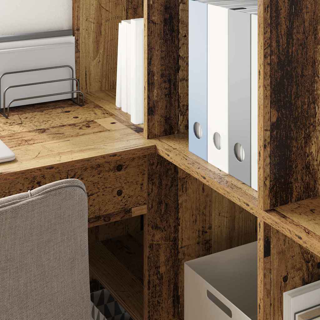 Hjørneskrivebord Med Hylde Gammelt Træ 101,5 X 149,5 X 149,5 Cm - Billede 4