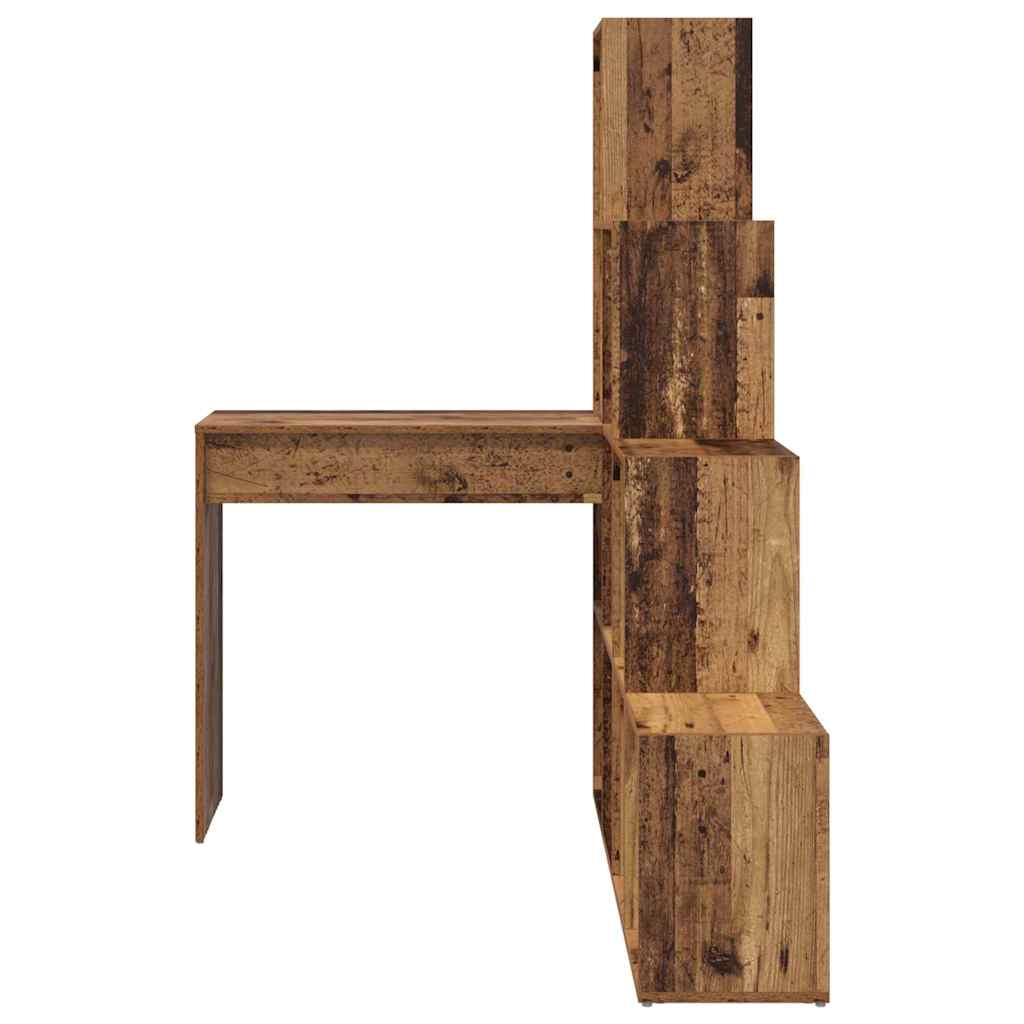 Hjørneskrivebord Med Hylde Gammelt Træ 101,5 X 149,5 X 149,5 Cm - Billede 5