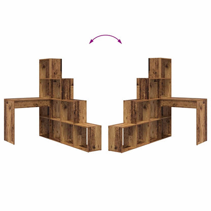 Hjørneskrivebord Med Hylde Gammelt Træ 101,5 X 149,5 X 149,5 Cm - Billede 10