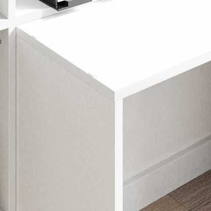 Bord Med Hylde Hvid 138.5 X 55 X 143 Cm Konstrueret Træ - Billede 4