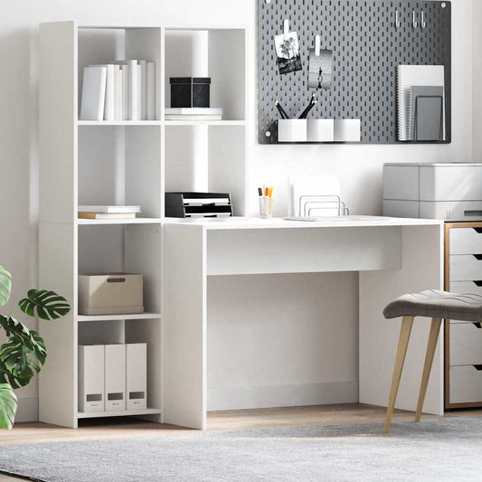 Bord Med Hylde Hvid 138.5 X 55 X 143 Cm Konstrueret Træ - Hovedbillede