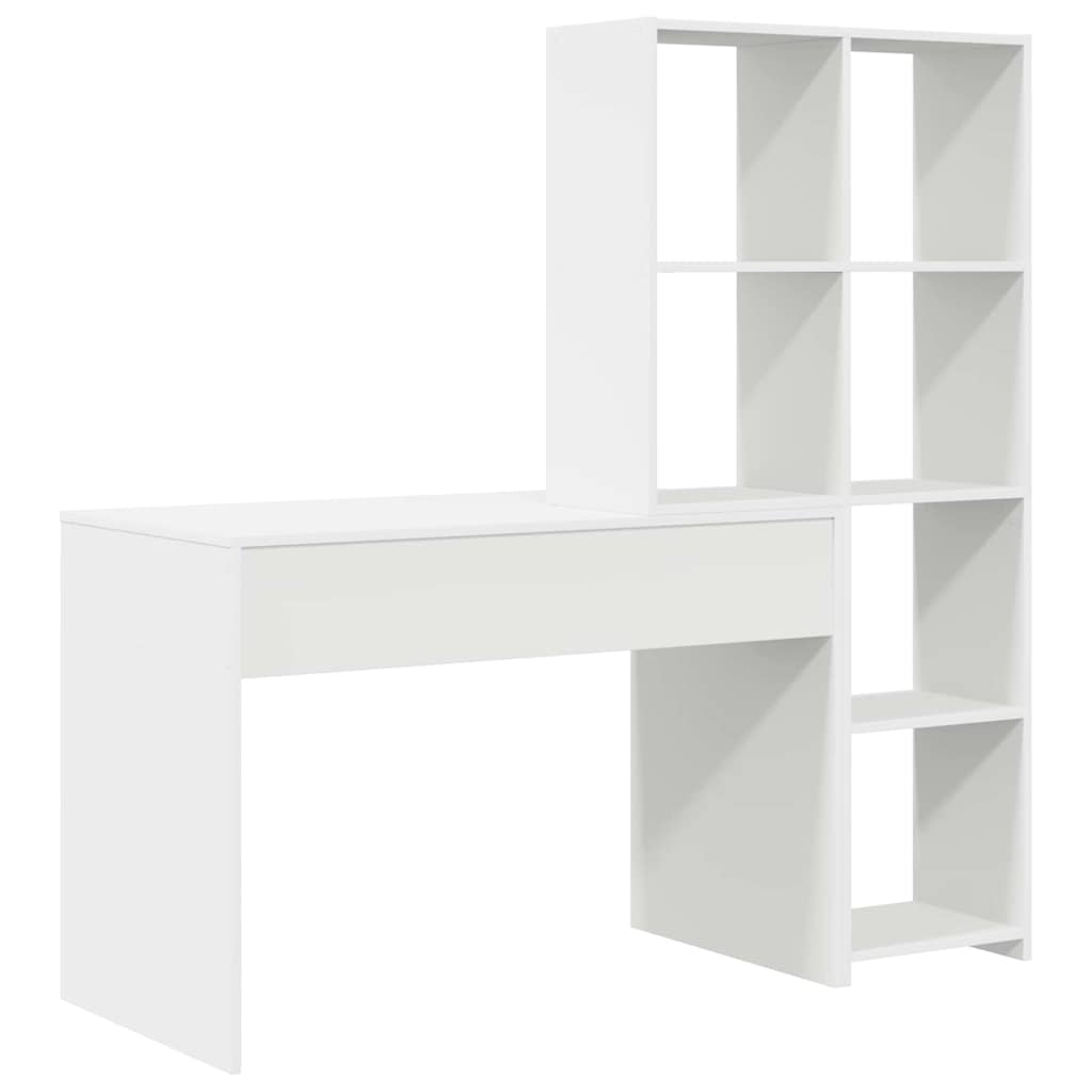 Bord Med Hylde Hvid 138.5 X 55 X 143 Cm Konstrueret Træ - Billede 7
