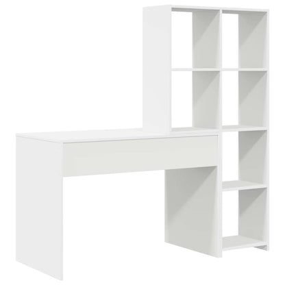 Bord Med Hylde Hvid 138.5 X 55 X 143 Cm Konstrueret Træ - Billede 7