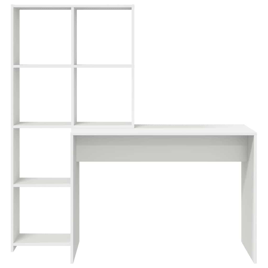 Bord Med Hylde Hvid 138.5 X 55 X 143 Cm Konstrueret Træ - Billede 5