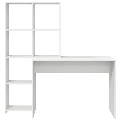 Bord Med Hylde Hvid 138.5 X 55 X 143 Cm Konstrueret Træ - Billede 5