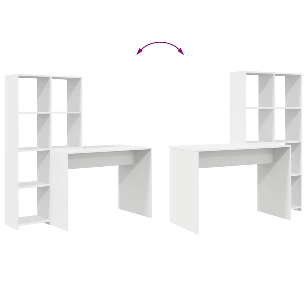 Bord Med Hylde Hvid 138.5 X 55 X 143 Cm Konstrueret Træ - Billede 9