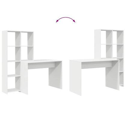 Bord Med Hylde Hvid 138.5 X 55 X 143 Cm Konstrueret Træ - Billede 9