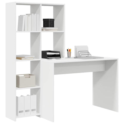 Bord Med Hylde Hvid 138.5 X 55 X 143 Cm Konstrueret Træ - Billede 3