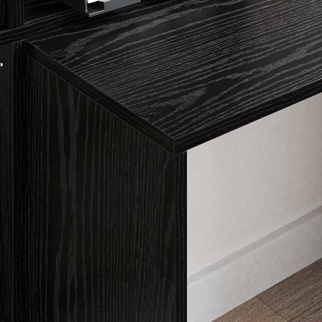 Bord Med Hylde Sort Eg 138.5 X 55 X 143 Cm Konstrueret Træ - Billede 4