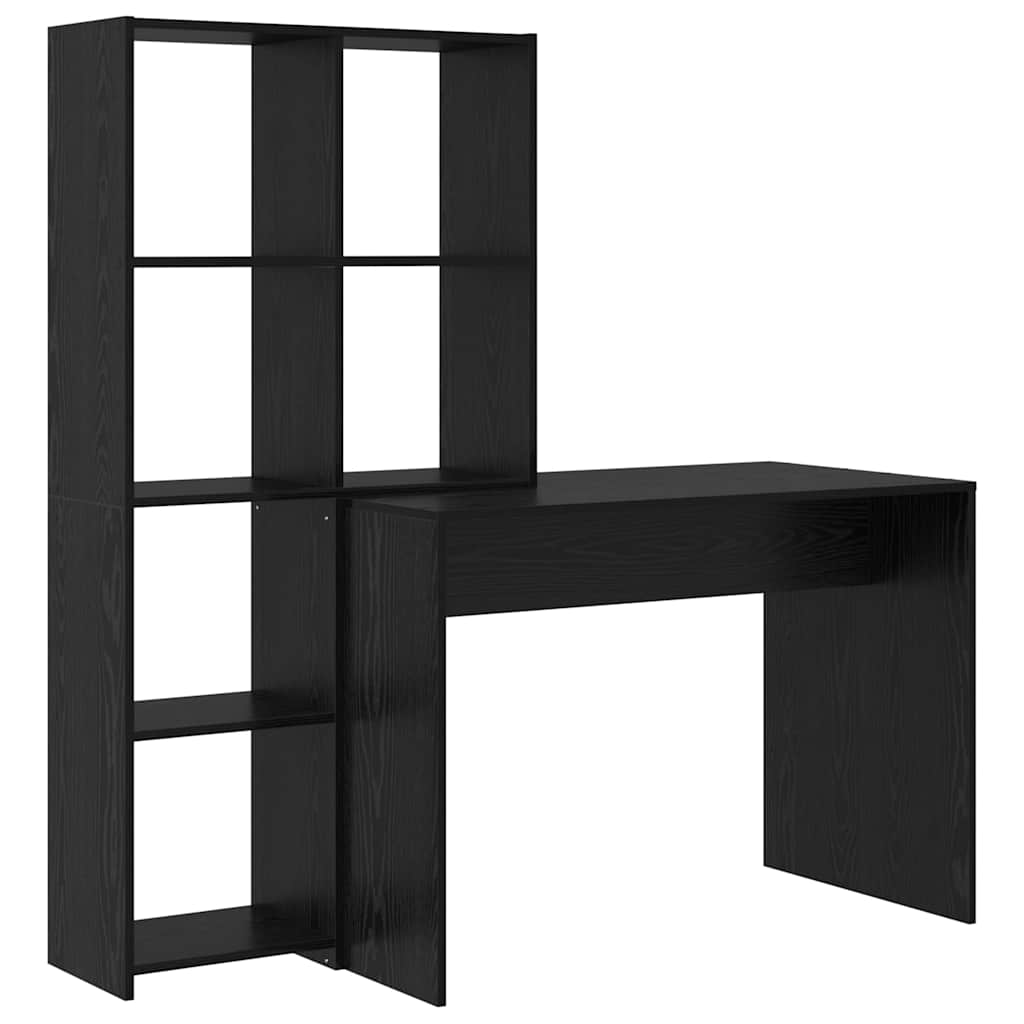 Bord Med Hylde Sort Eg 138.5 X 55 X 143 Cm Konstrueret Træ - Billede 2