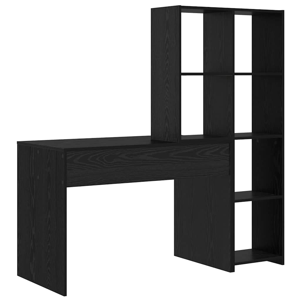 Bord Med Hylde Sort Eg 138.5 X 55 X 143 Cm Konstrueret Træ - Billede 7