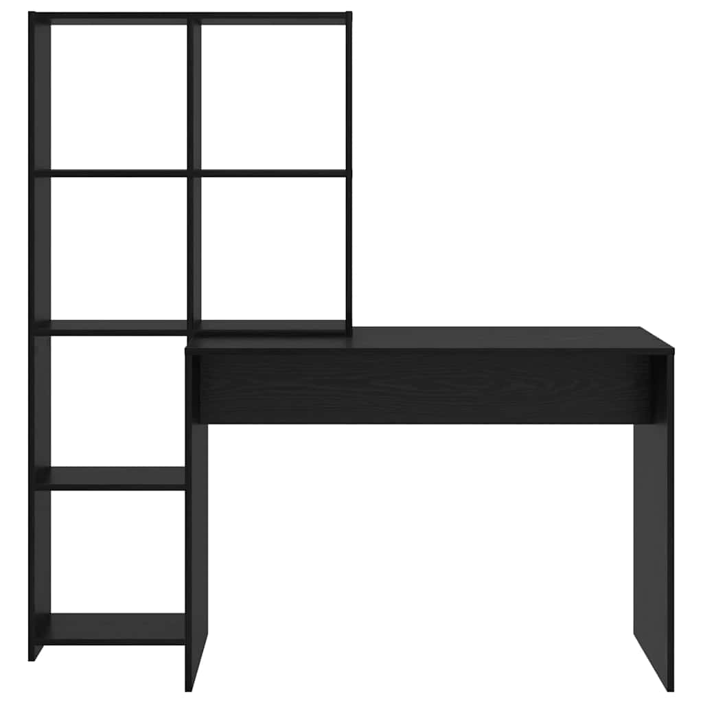 Bord Med Hylde Sort Eg 138.5 X 55 X 143 Cm Konstrueret Træ - Billede 5