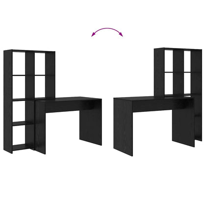 Bord Med Hylde Sort Eg 138.5 X 55 X 143 Cm Konstrueret Træ - Billede 9