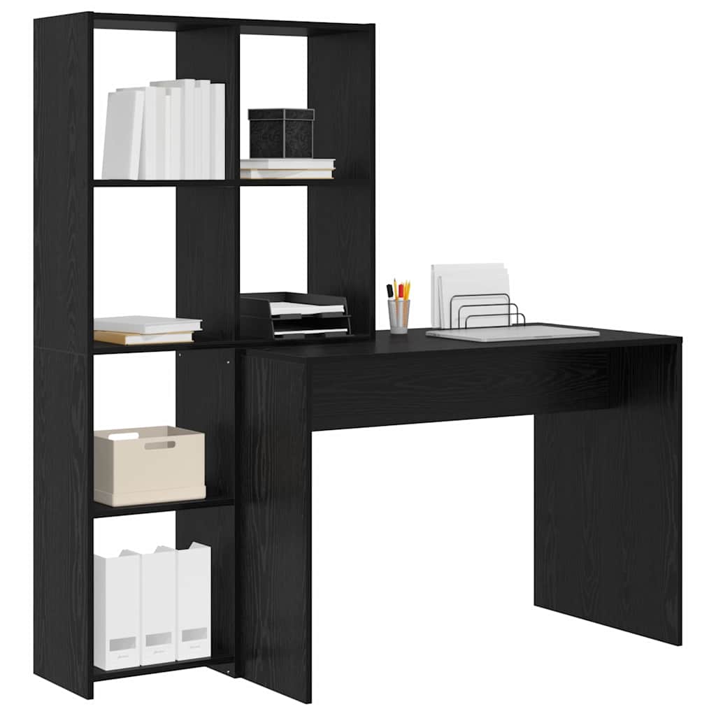 Bord Med Hylde Sort Eg 138.5 X 55 X 143 Cm Konstrueret Træ - Billede 3