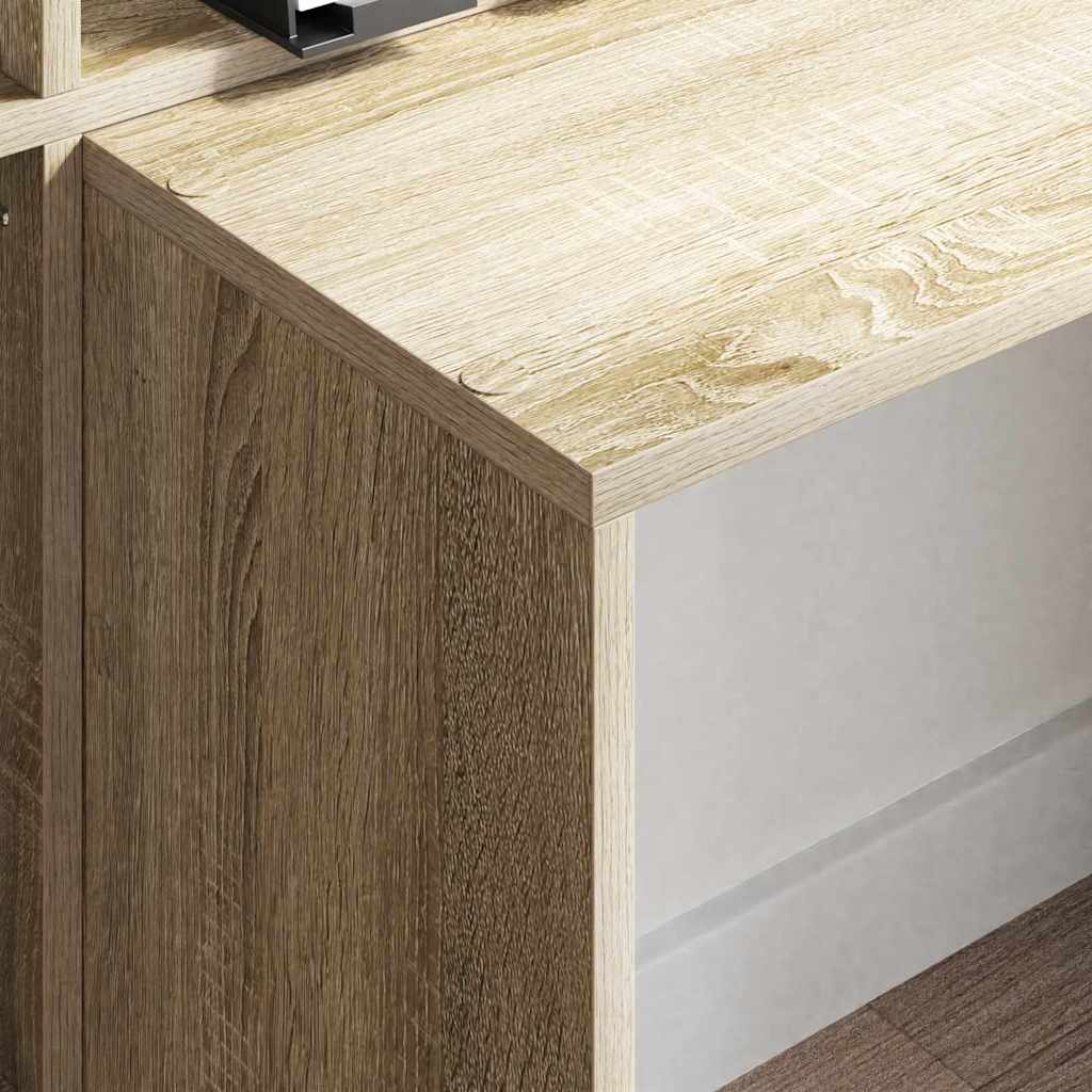 Bord Med Hylde Sonoma-eg 138.5 X 55 X 143 Cm Konstrueret Træ - Billede 4