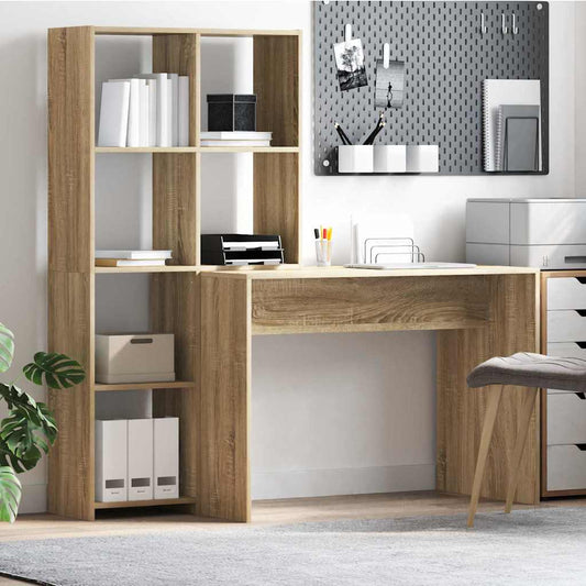 Bord Med Hylde Sonoma-eg 138.5 X 55 X 143 Cm Konstrueret Træ - Hovedbillede