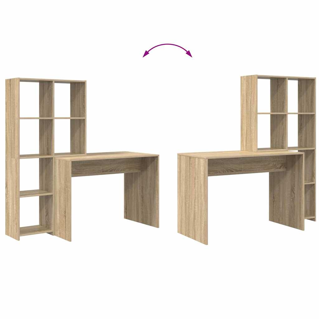 Bord Med Hylde Sonoma-eg 138.5 X 55 X 143 Cm Konstrueret Træ - Billede 9