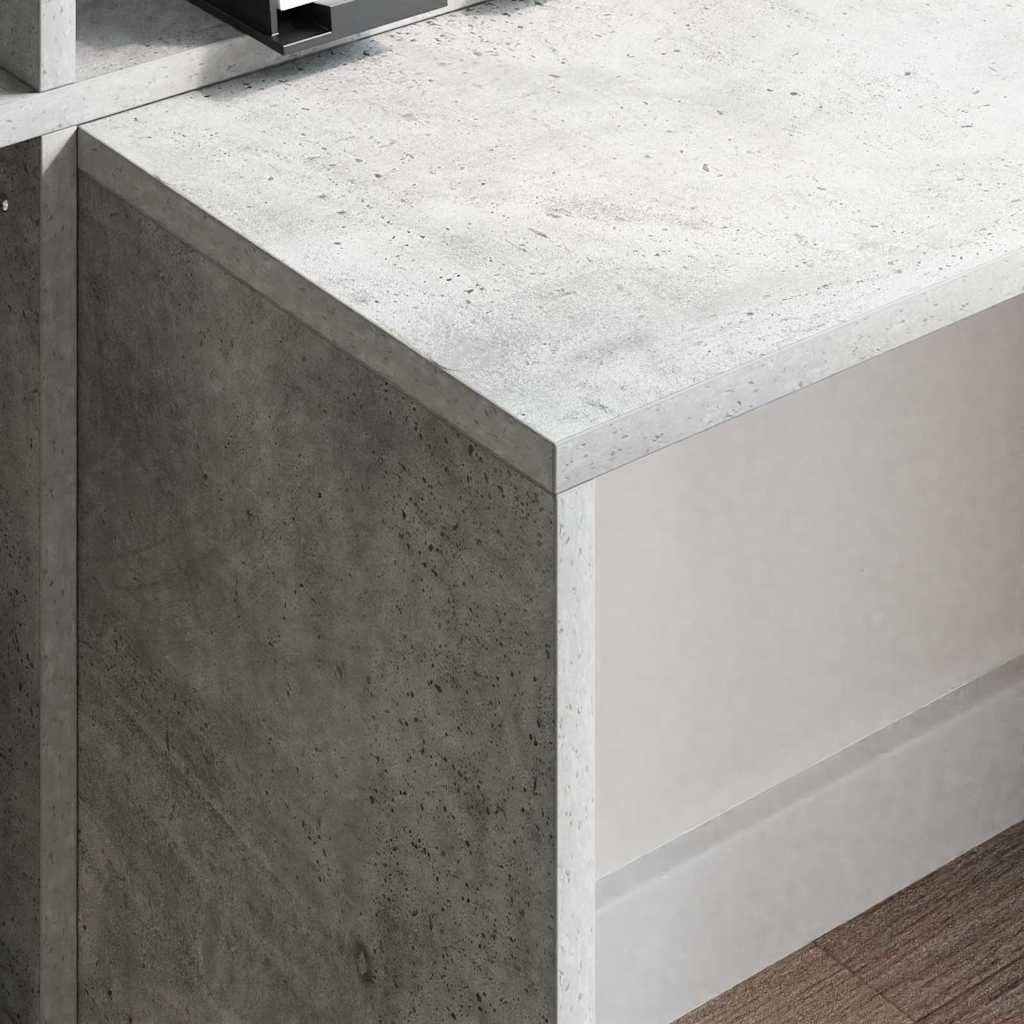Bord Med Hylde Betongrå 138.5 X 55 X 143 Cm Konstrueret Træ - Billede 4