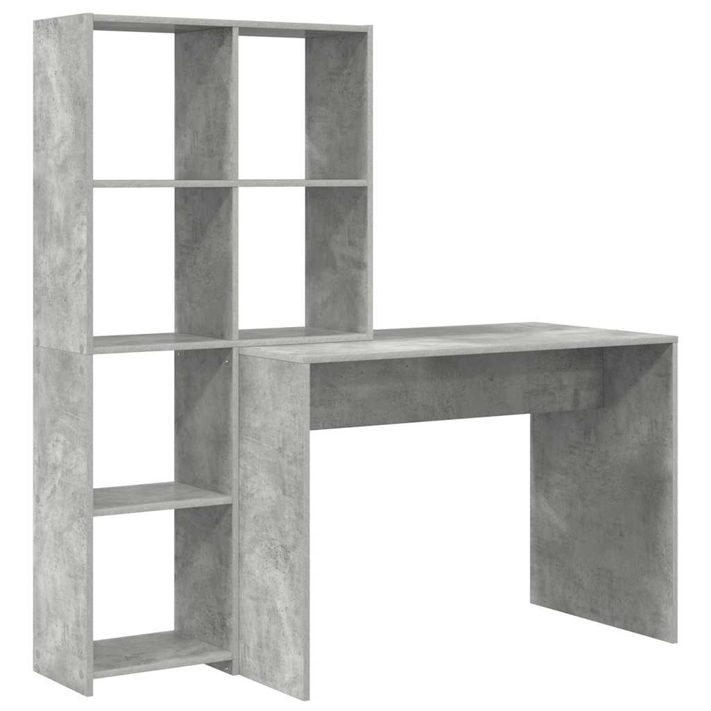 Bord Med Hylde Betongrå 138.5 X 55 X 143 Cm Konstrueret Træ - Billede 2