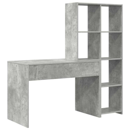 Bord Med Hylde Betongrå 138.5 X 55 X 143 Cm Konstrueret Træ - Billede 7