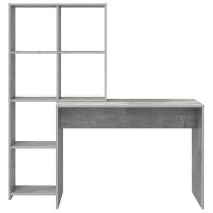 Bord Med Hylde Betongrå 138.5 X 55 X 143 Cm Konstrueret Træ - Billede 5