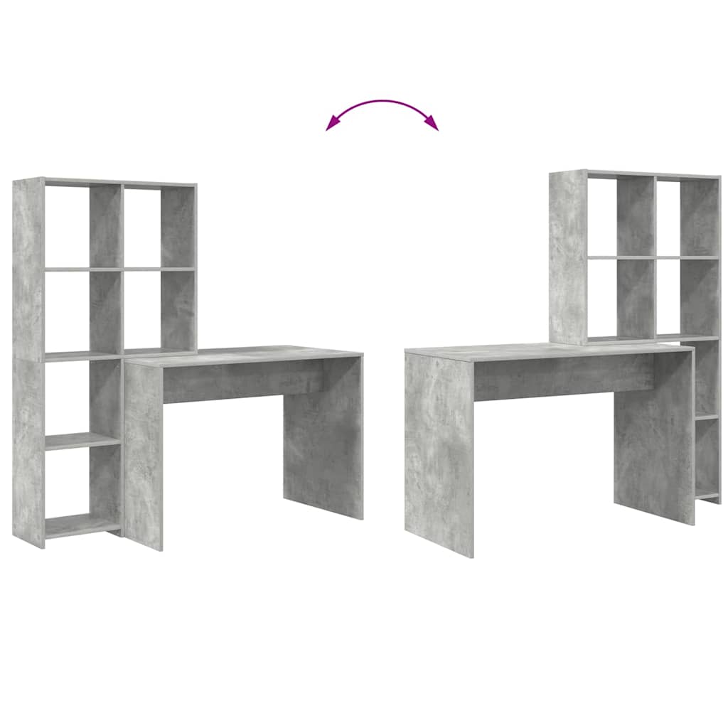 Bord Med Hylde Betongrå 138.5 X 55 X 143 Cm Konstrueret Træ - Billede 9