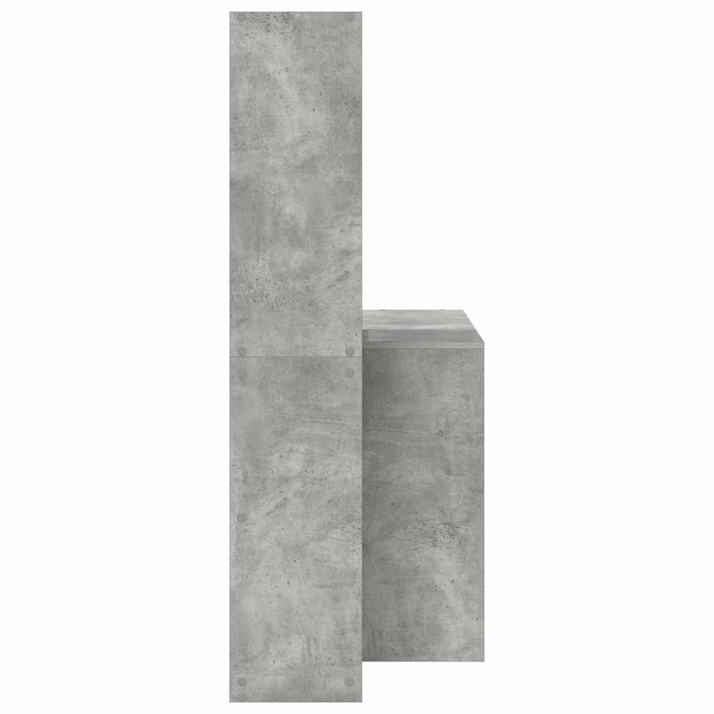Bord Med Hylde Betongrå 138.5 X 55 X 143 Cm Konstrueret Træ - Billede 6