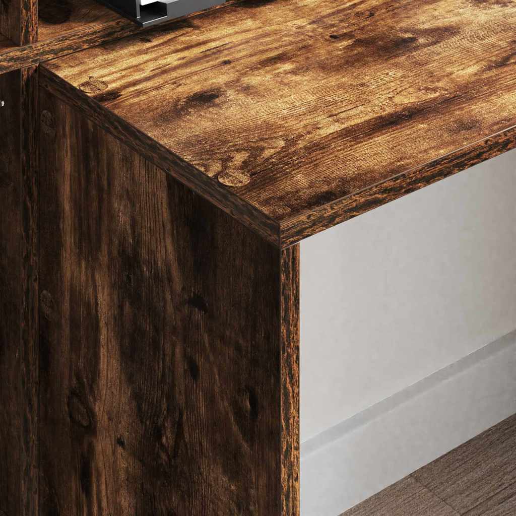 Bord Med Hylde Røget Eg 138.5 X 55 X 143 Cm Konstrueret Træ - Billede 4