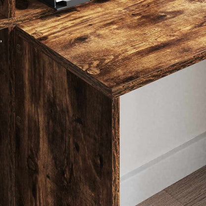 Bord Med Hylde Røget Eg 138.5 X 55 X 143 Cm Konstrueret Træ - Billede 4