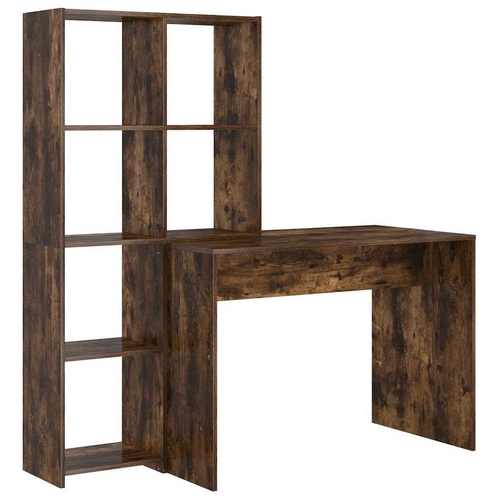 Bord Med Hylde Røget Eg 138.5 X 55 X 143 Cm Konstrueret Træ - Billede 2