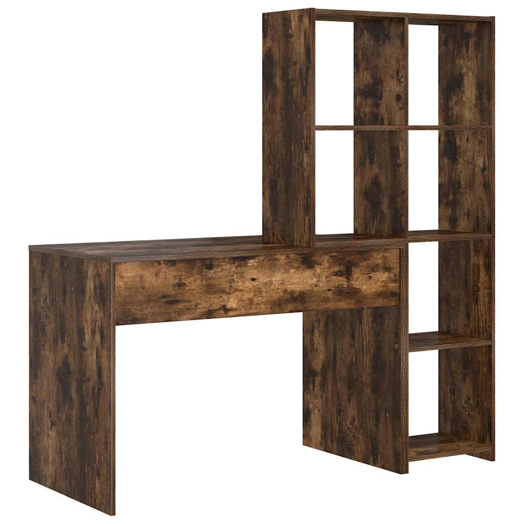 Bord Med Hylde Røget Eg 138.5 X 55 X 143 Cm Konstrueret Træ - Billede 7