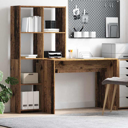 Bord Med Hylde Gammelt Træ 138.5 X 55 X 143 Cm Konstrueret Træ - Hovedbillede